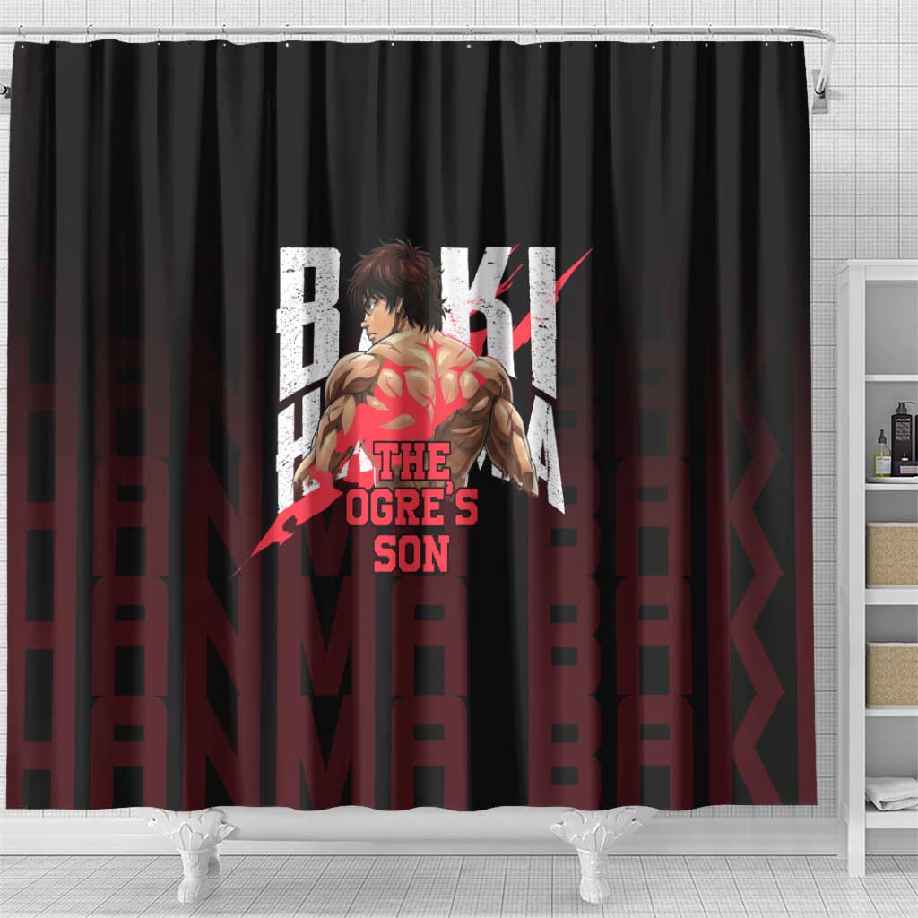 Baki Hanma The Ogre's Son Gym Theme Shower Curtain with Intense Anime Artwork and Muscular Back Design - The Mazicc