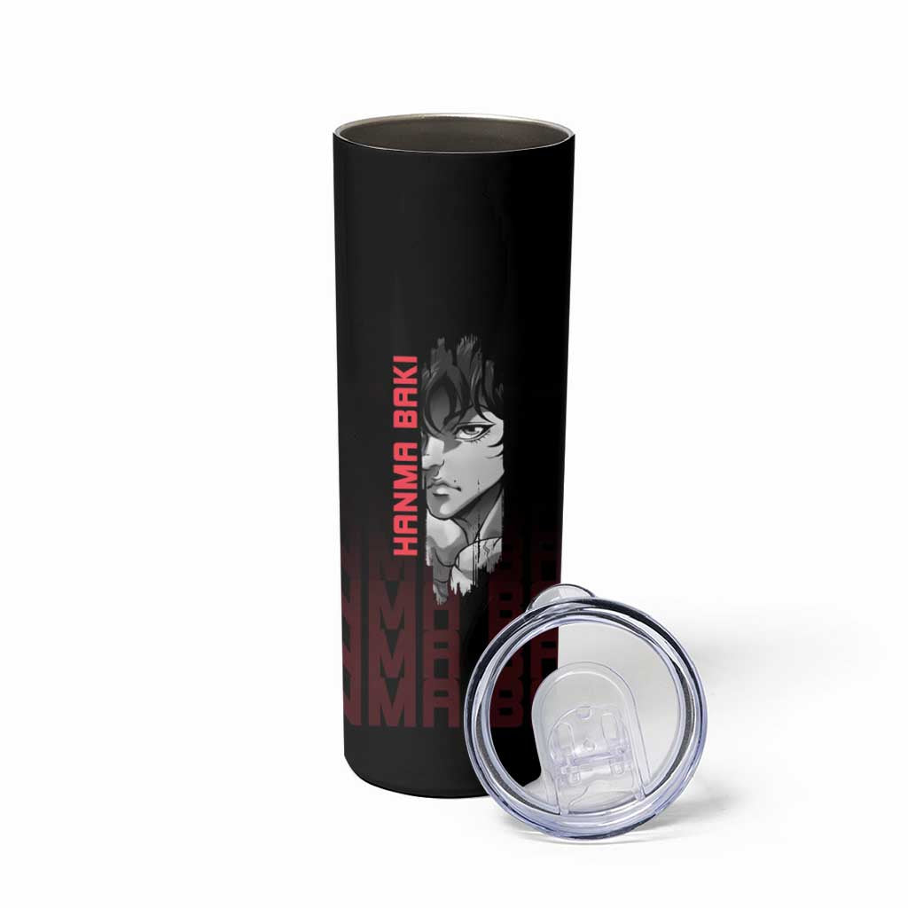 Baki Hanma The Ogre's Son Gym Theme Skinny Tumbler with Intense Anime Artwork and Muscular Back Design - The Mazicc