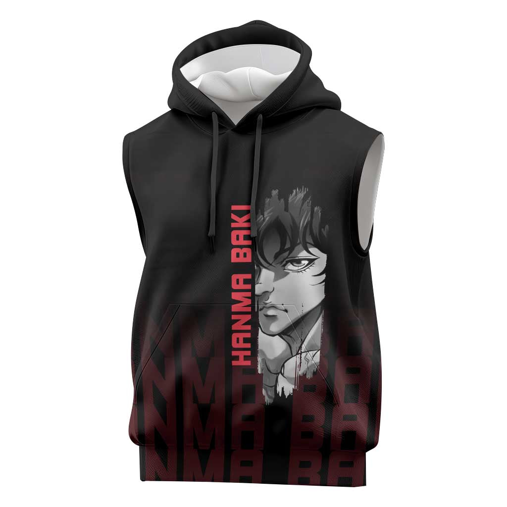 Baki Hanma The Ogre's Son Gym Theme Sleeveless Hoodie with Intense Anime Artwork and Muscular Back Design - The Mazicc