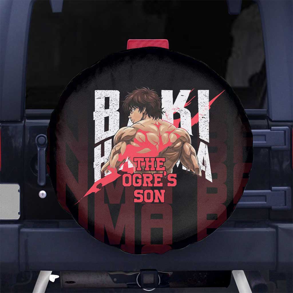Baki Hanma The Ogre's Son Gym Theme Spare Tire Cover with Intense Anime Artwork and Muscular Back Design - The Mazicc