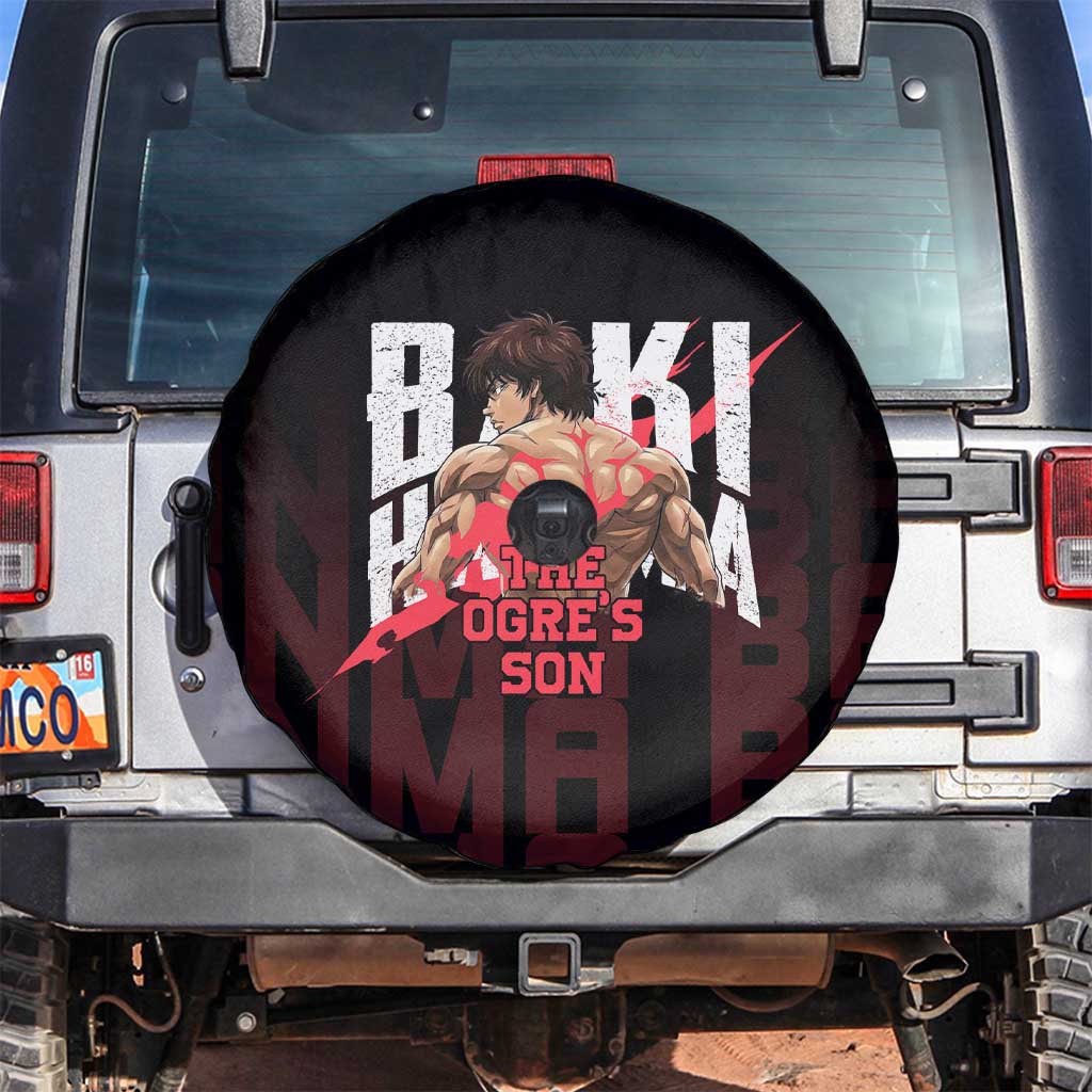 Baki Hanma The Ogre's Son Gym Theme Spare Tire Cover with Intense Anime Artwork and Muscular Back Design - The Mazicc