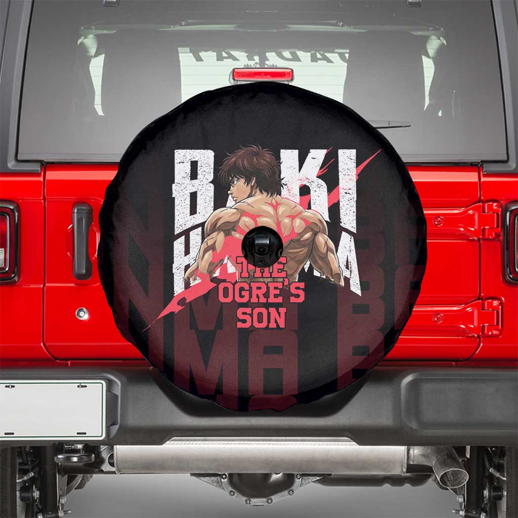 Baki Hanma The Ogre's Son Gym Theme Spare Tire Cover with Intense Anime Artwork and Muscular Back Design - The Mazicc