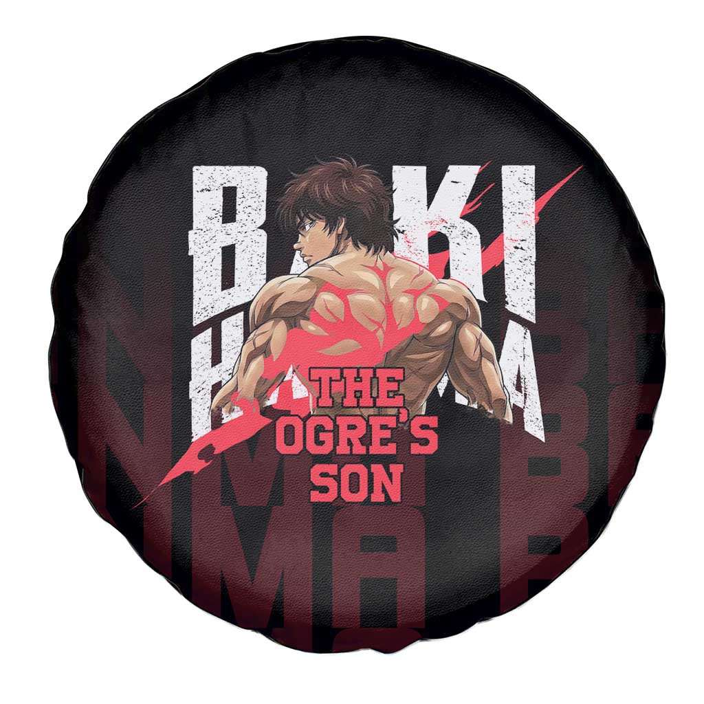 Baki Hanma The Ogre's Son Gym Theme Spare Tire Cover with Intense Anime Artwork and Muscular Back Design - The Mazicc