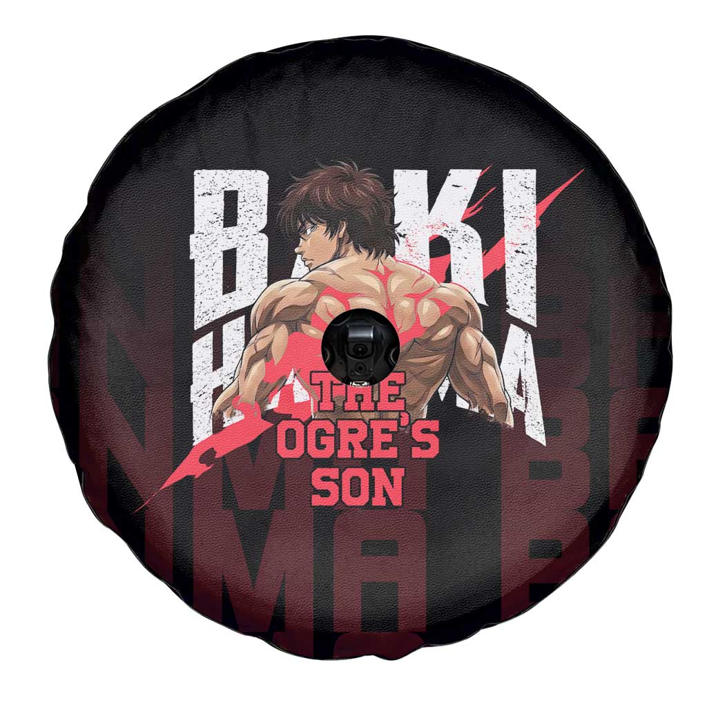 Baki Hanma The Ogre's Son Gym Theme Spare Tire Cover with Intense Anime Artwork and Muscular Back Design - The Mazicc