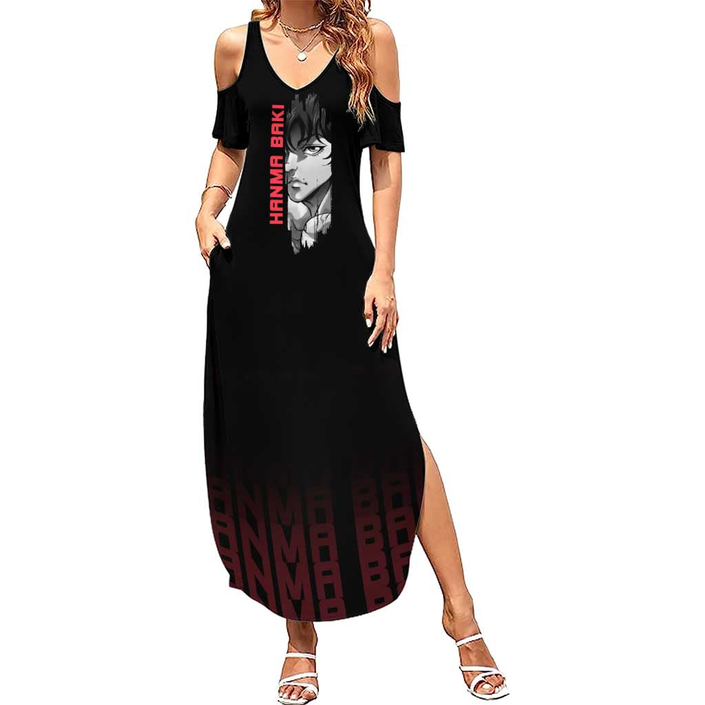 Baki Hanma The Ogre's Son Gym Theme Summer Maxi Dress with Intense Anime Artwork and Muscular Back Design - The Mazicc
