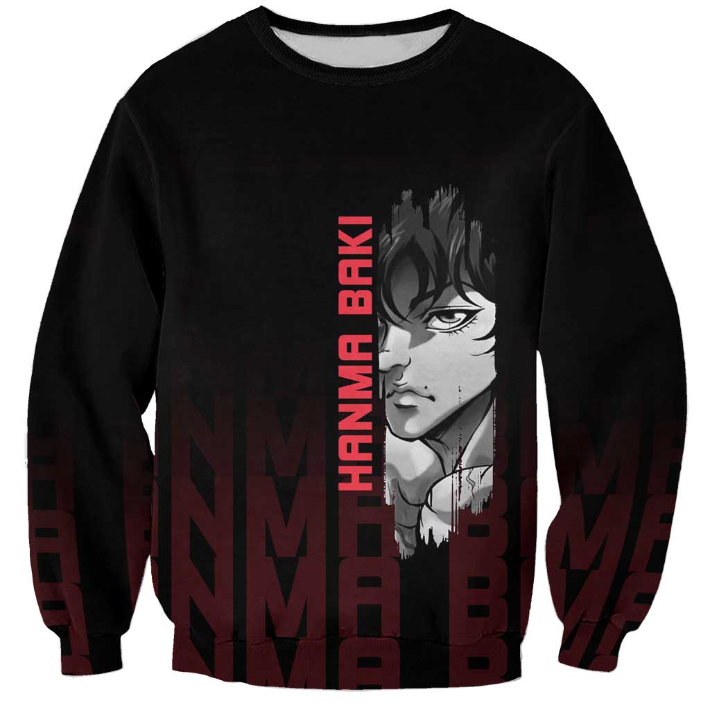 Baki Hanma The Ogre's Son Gym Theme Sweatshirt with Intense Anime Artwork and Muscular Back Design - The Mazicc