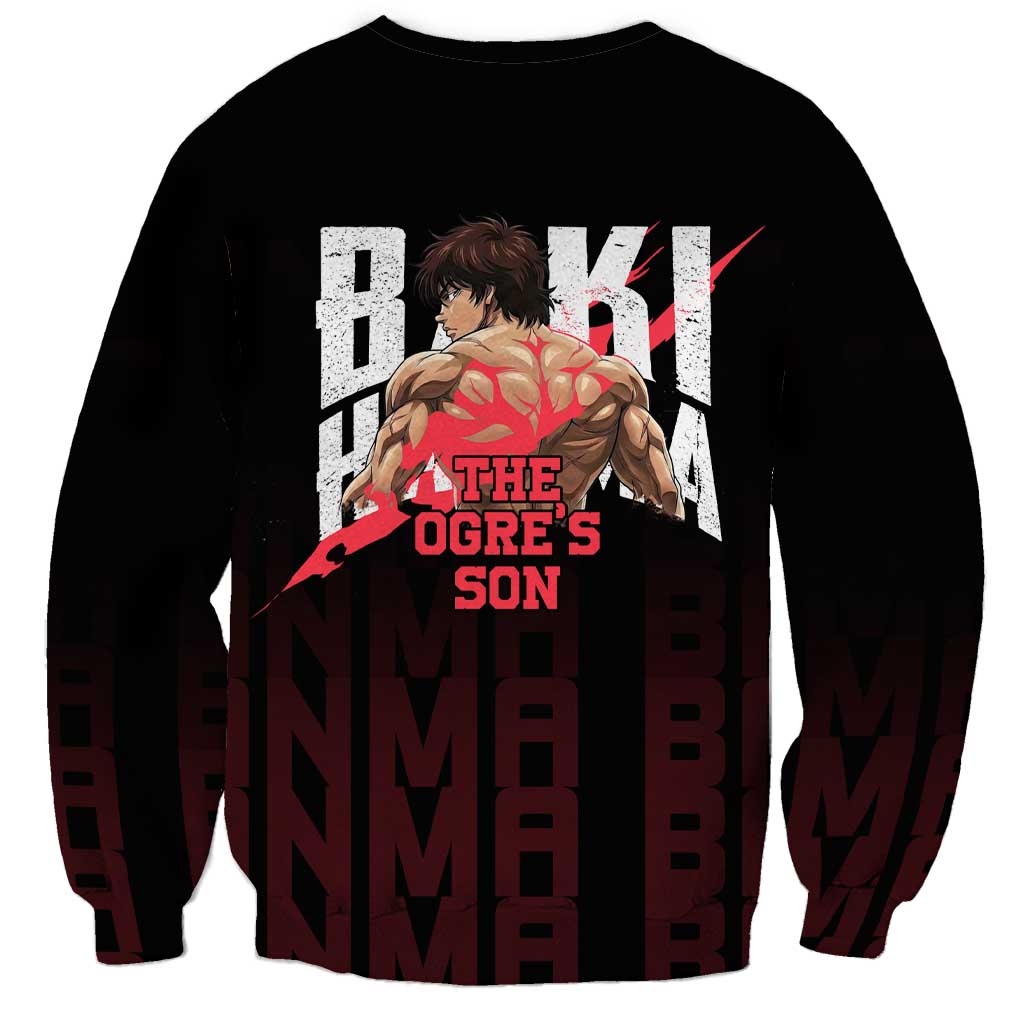 Baki Hanma The Ogre's Son Gym Theme Sweatshirt with Intense Anime Artwork and Muscular Back Design - The Mazicc