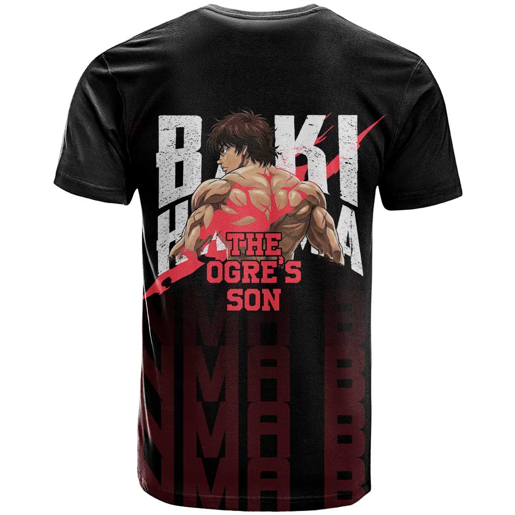 Baki Hanma The Ogre's Son Gym Theme T Shirt with Intense Anime Artwork and Muscular Back Design - The Mazicc