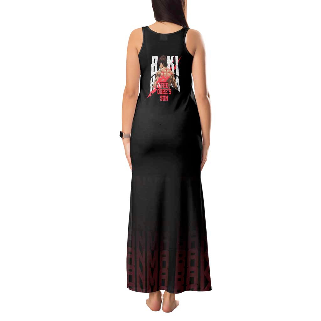 Baki Hanma The Ogre's Son Gym Theme Tank Maxi Dress with Intense Anime Artwork and Muscular Back Design - The Mazicc