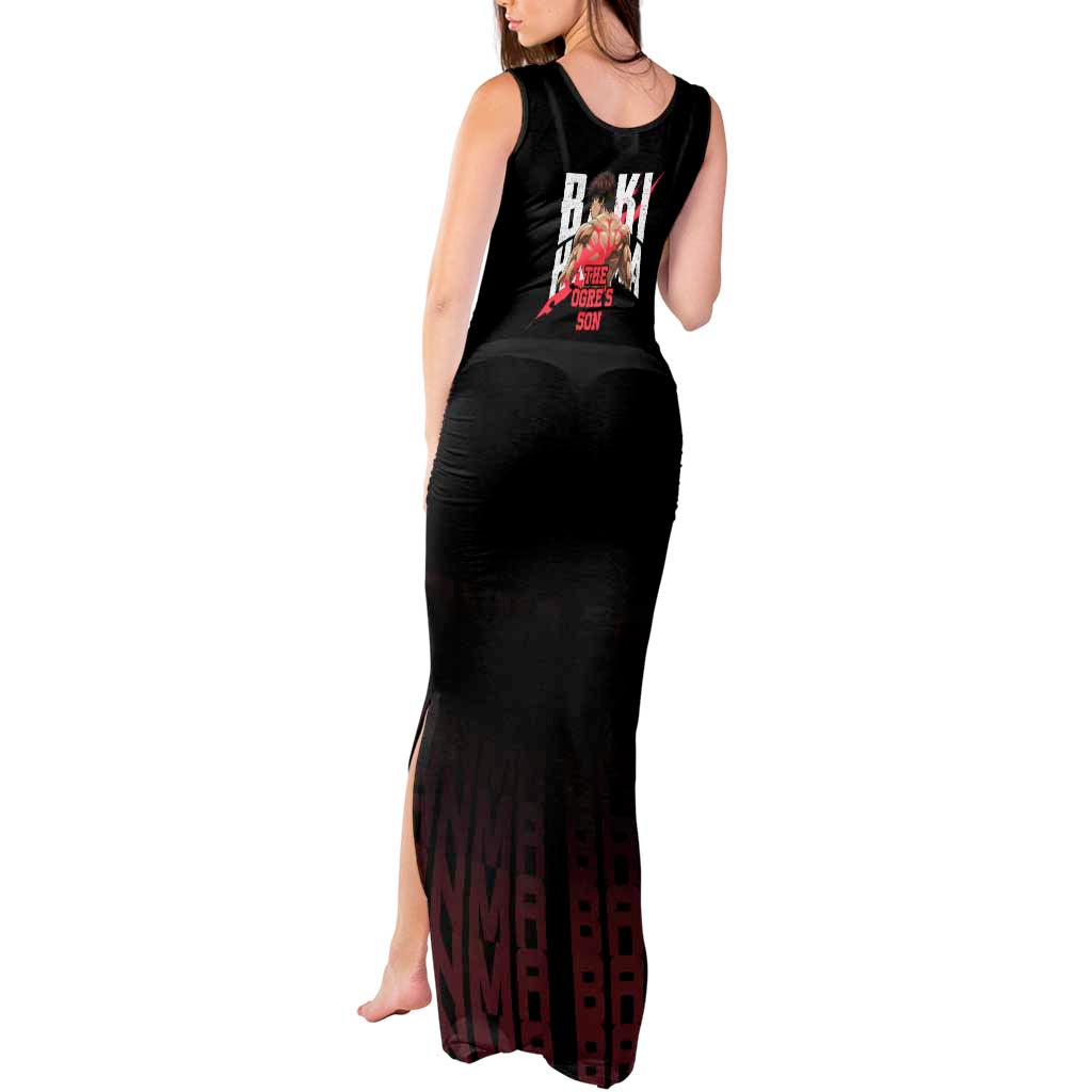 Baki Hanma The Ogre's Son Gym Theme Tank Maxi Dress with Intense Anime Artwork and Muscular Back Design - The Mazicc