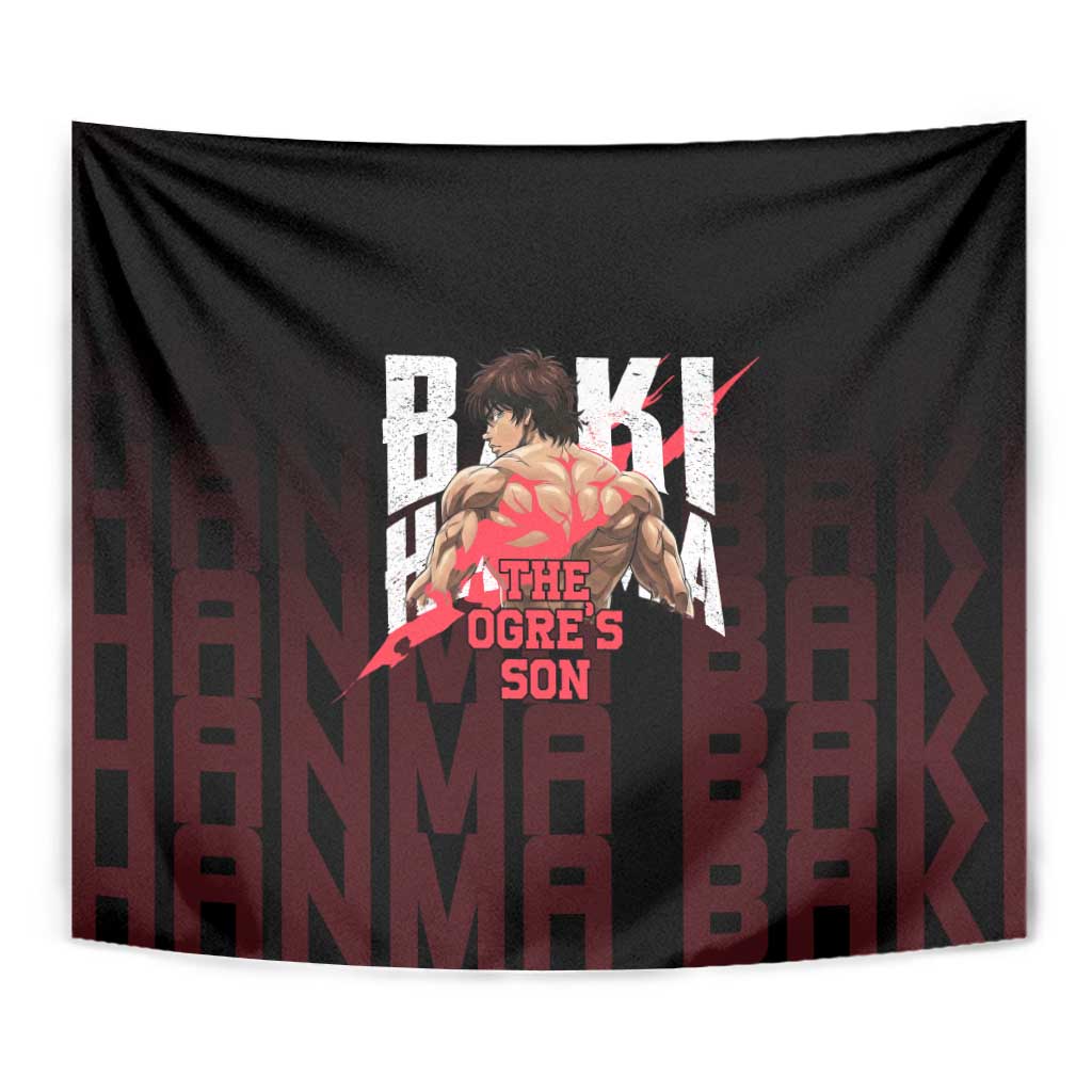 Baki Hanma The Ogre's Son Gym Theme Tapestry with Intense Anime Artwork and Muscular Back Design - The Mazicc