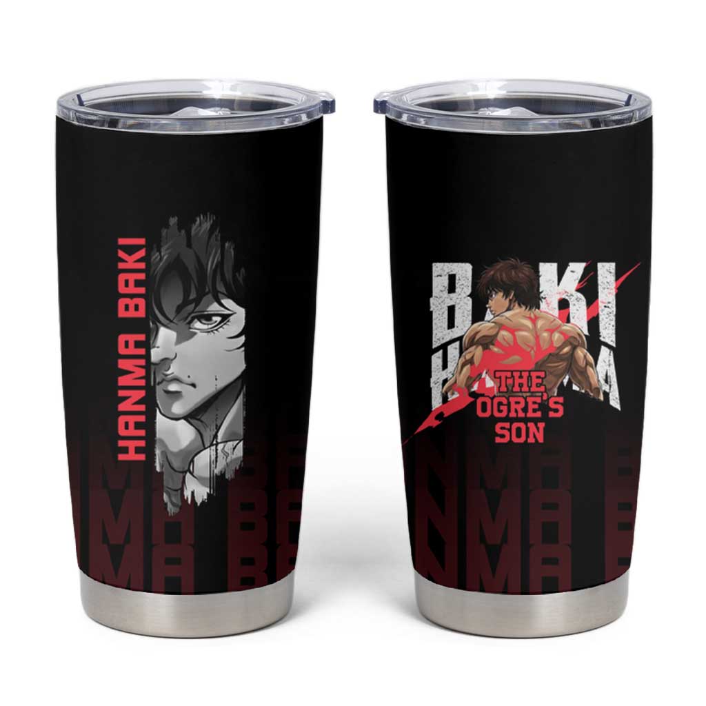 Baki Hanma The Ogre's Son Gym Theme Tumbler Cup with Intense Anime Artwork and Muscular Back Design - The Mazicc