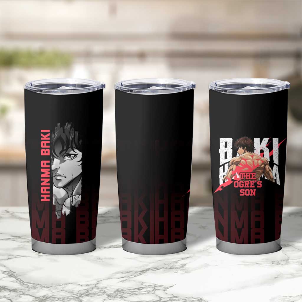 Baki Hanma The Ogre's Son Gym Theme Tumbler Cup with Intense Anime Artwork and Muscular Back Design - The Mazicc