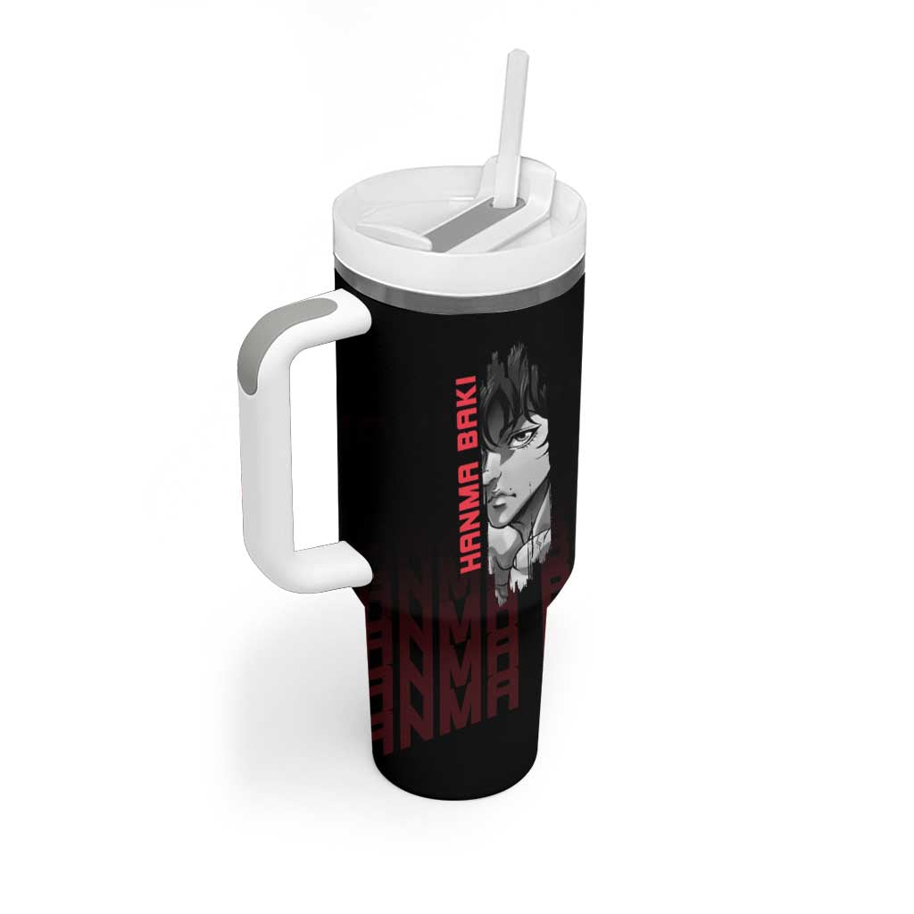 Baki Hanma The Ogre's Son Gym Theme Tumbler With Handle with Intense Anime Artwork and Muscular Back Design - The Mazicc