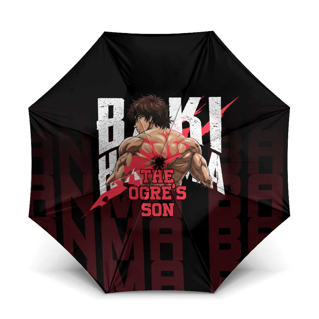 Baki Hanma The Ogre's Son Gym Theme Umbrella with Intense Anime Artwork and Muscular Back Design - The Mazicc