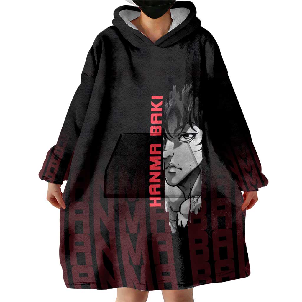Baki Hanma The Ogre's Son Gym Theme Wearable Blanket Hoodie with Intense Anime Artwork and Muscular Back Design - The Mazicc