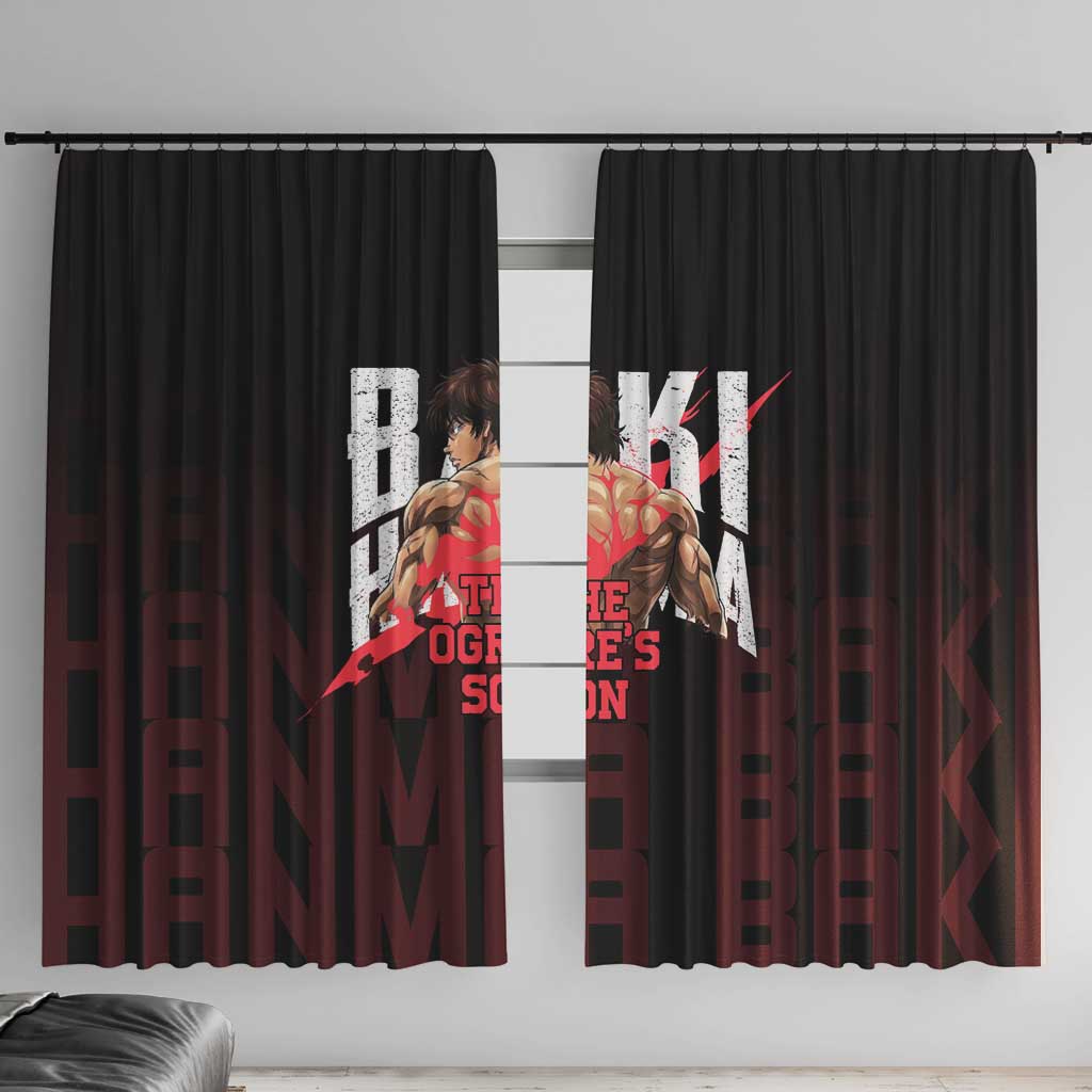 Baki Hanma The Ogre's Son Gym Theme Window Curtain with Intense Anime Artwork and Muscular Back Design - The Mazicc