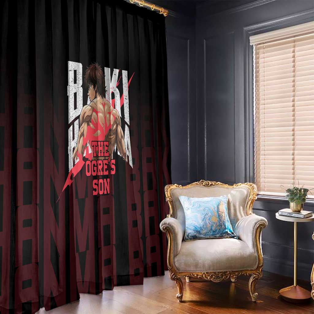 Baki Hanma The Ogre's Son Gym Theme Window Curtain with Intense Anime Artwork and Muscular Back Design - The Mazicc