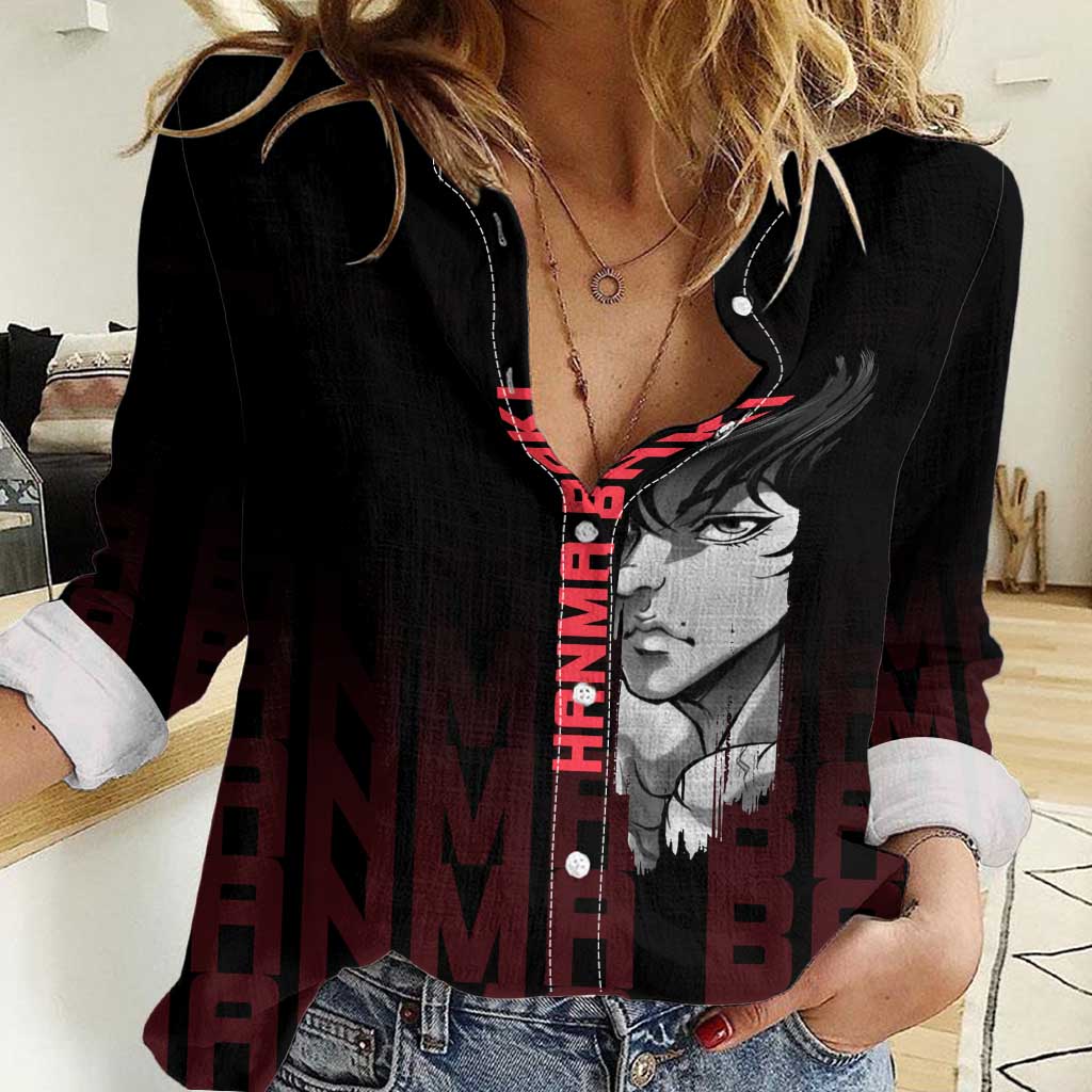 Baki Hanma The Ogre's Son Gym Theme Women Casual Shirt with Intense Anime Artwork and Muscular Back Design - The Mazicc