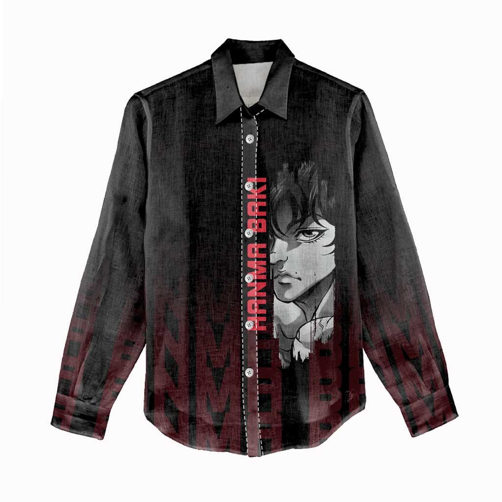 Baki Hanma The Ogre's Son Gym Theme Women Casual Shirt with Intense Anime Artwork and Muscular Back Design - The Mazicc
