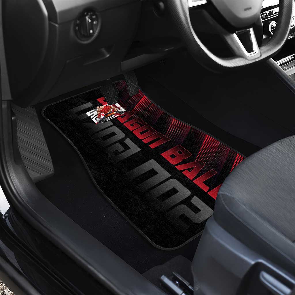 Goku Gym Theme Black and Red Design Car Mats with Dumbbell Lightning Art and Muscle Training Pose - The Mazicc