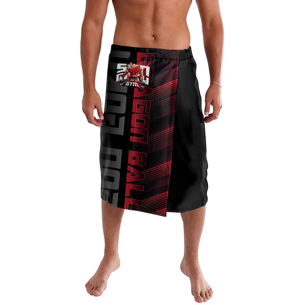 Goku Gym Theme Black and Red Design Lavalava with Dumbbell Lightning Art and Muscle Training Pose - The Mazicc