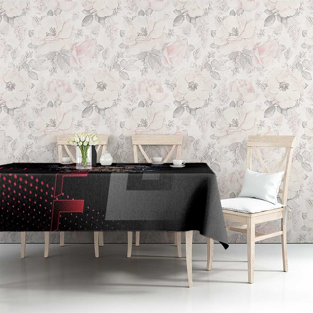 Goku Gym Theme Black and Red Design Tablecloth with Dumbbell Lightning Art and Muscle Training Pose - The Mazicc