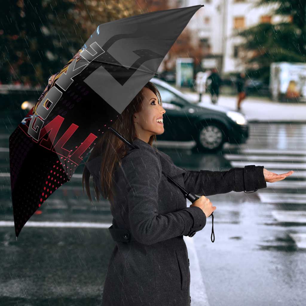 Goku Gym Theme Black and Red Design Umbrella with Dumbbell Lightning Art and Muscle Training Pose - The Mazicc