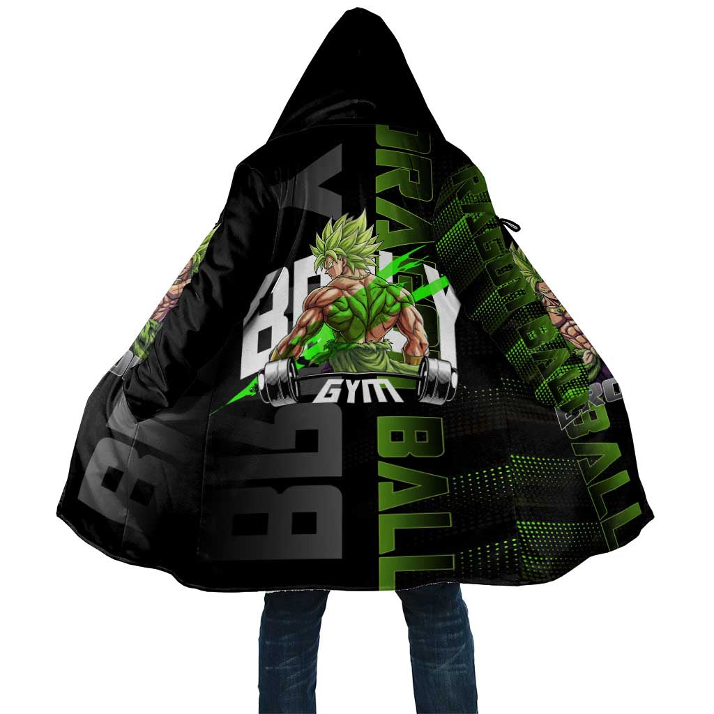 Broly Gym Theme Black and Green Design Cloak with Powerlifting Pose and Electrified Muscle Artwork - The Mazicc