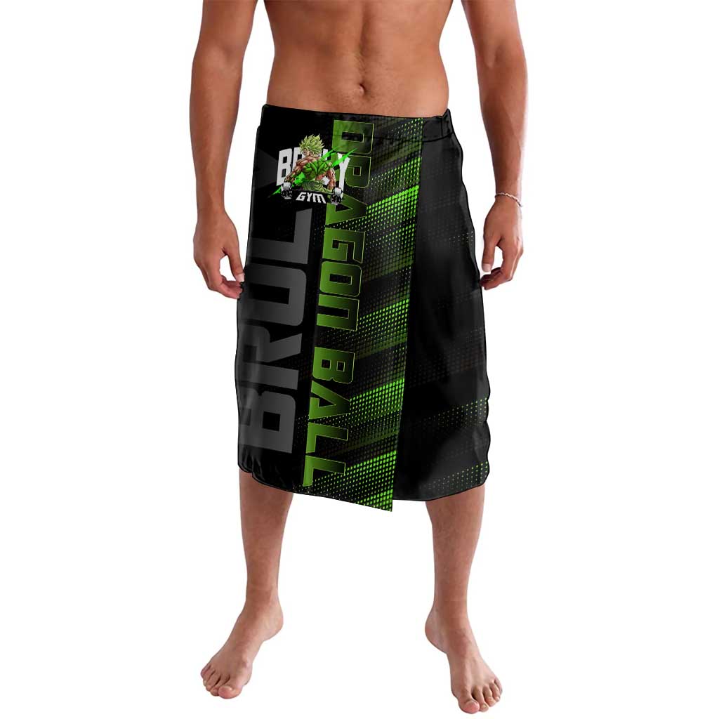 Broly Gym Theme Black and Green Design Lavalava with Powerlifting Pose and Electrified Muscle Artwork - The Mazicc