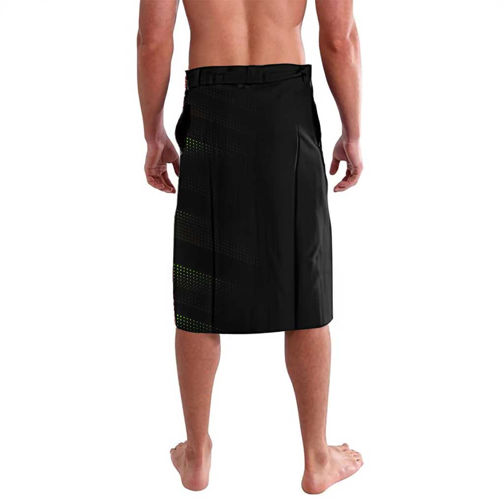 Broly Gym Theme Black and Green Design Lavalava with Powerlifting Pose and Electrified Muscle Artwork - The Mazicc