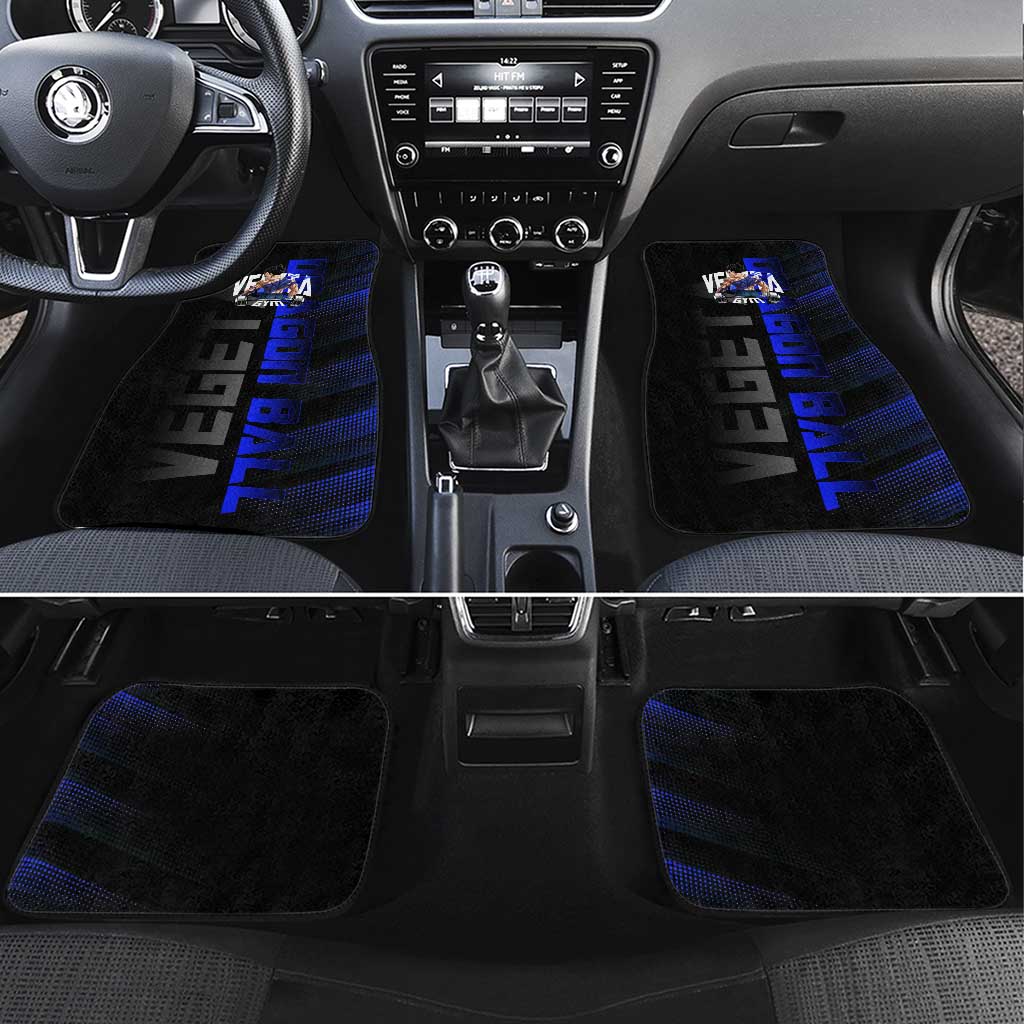 Vegeta Gym Theme Black and Blue Design Car Mats with Powerlifting Pose and Saiyan Armor Style - The Mazicc