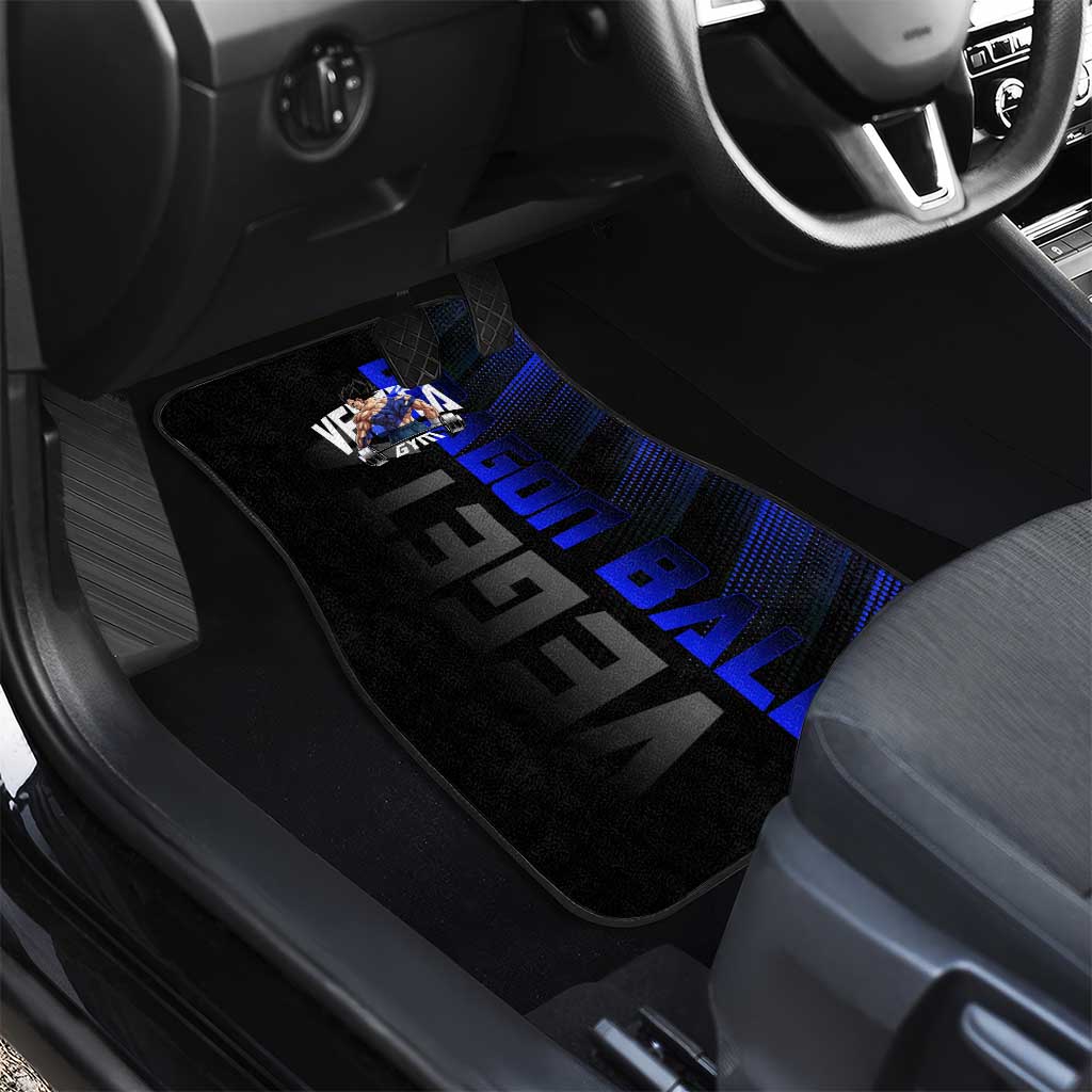 Vegeta Gym Theme Black and Blue Design Car Mats with Powerlifting Pose and Saiyan Armor Style - The Mazicc