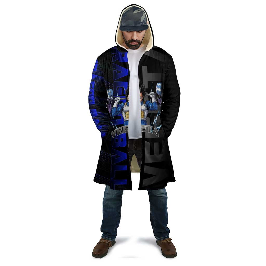 Vegeta Gym Theme Black and Blue Design Cloak with Powerlifting Pose and Saiyan Armor Style - The Mazicc