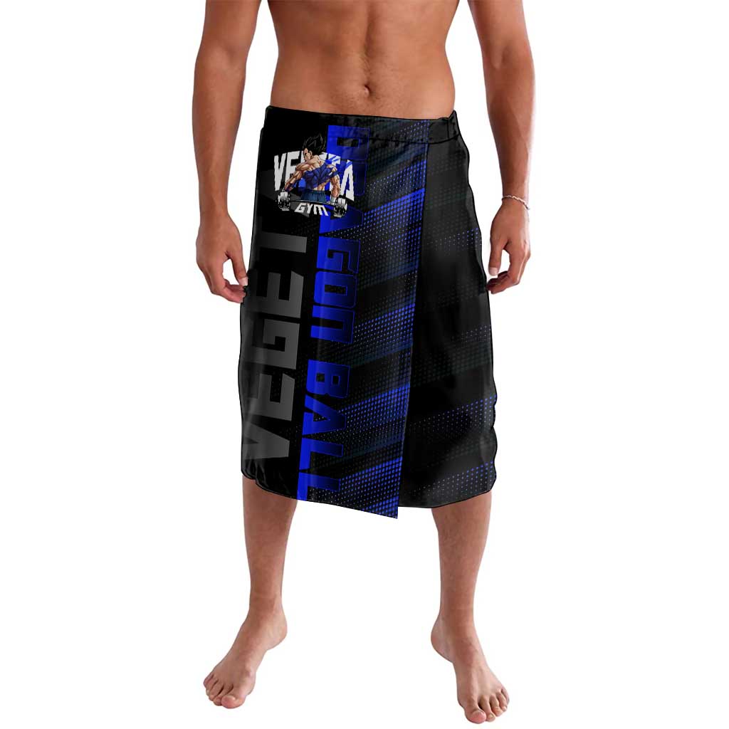 Vegeta Gym Theme Black and Blue Design Lavalava with Powerlifting Pose and Saiyan Armor Style - The Mazicc