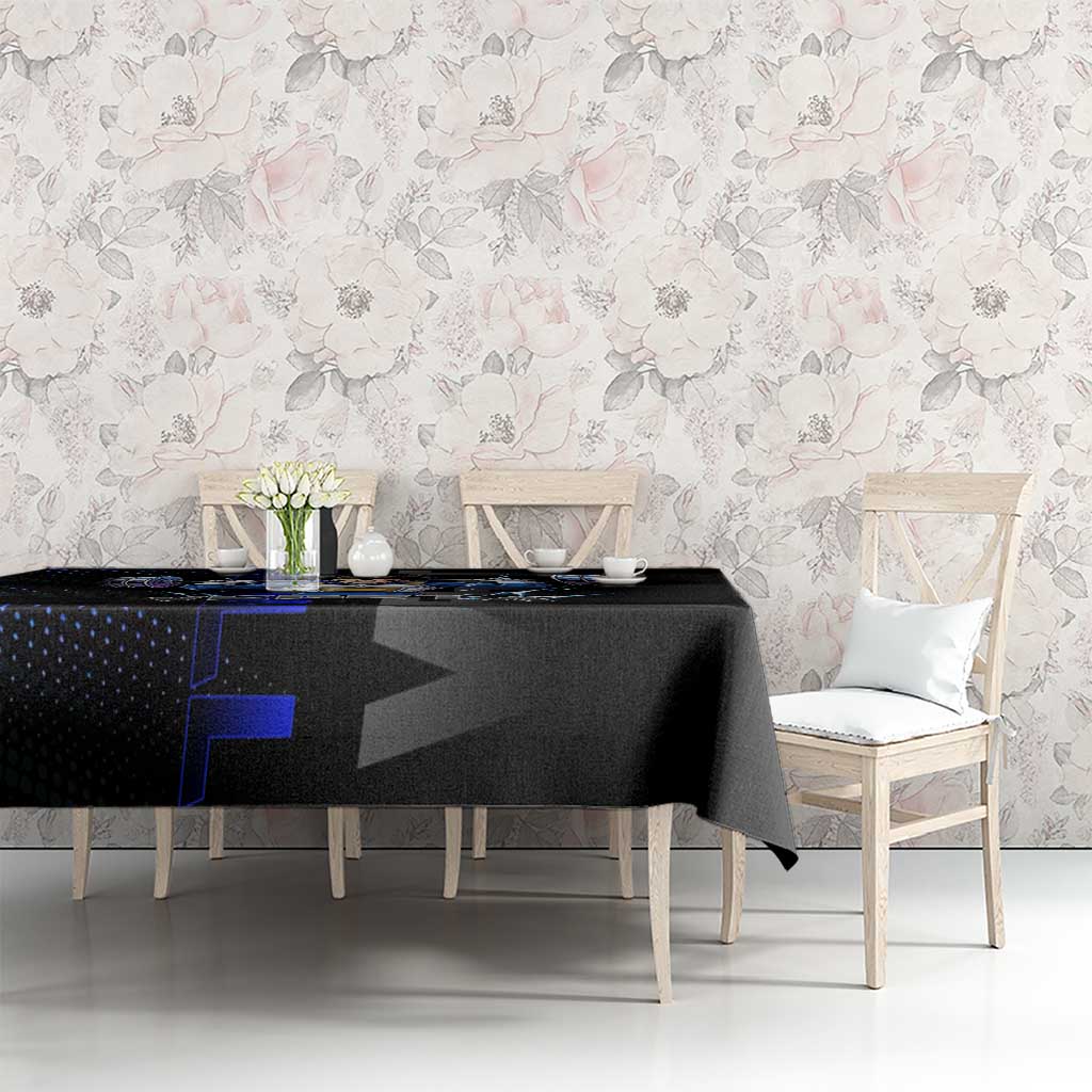 Vegeta Gym Theme Black and Blue Design Tablecloth with Powerlifting Pose and Saiyan Armor Style - The Mazicc