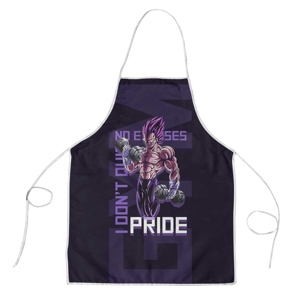 Vegeta Ultra Ego Gym Theme Apron with Dumbbells Power Quote and Pride Design - The Mazicc