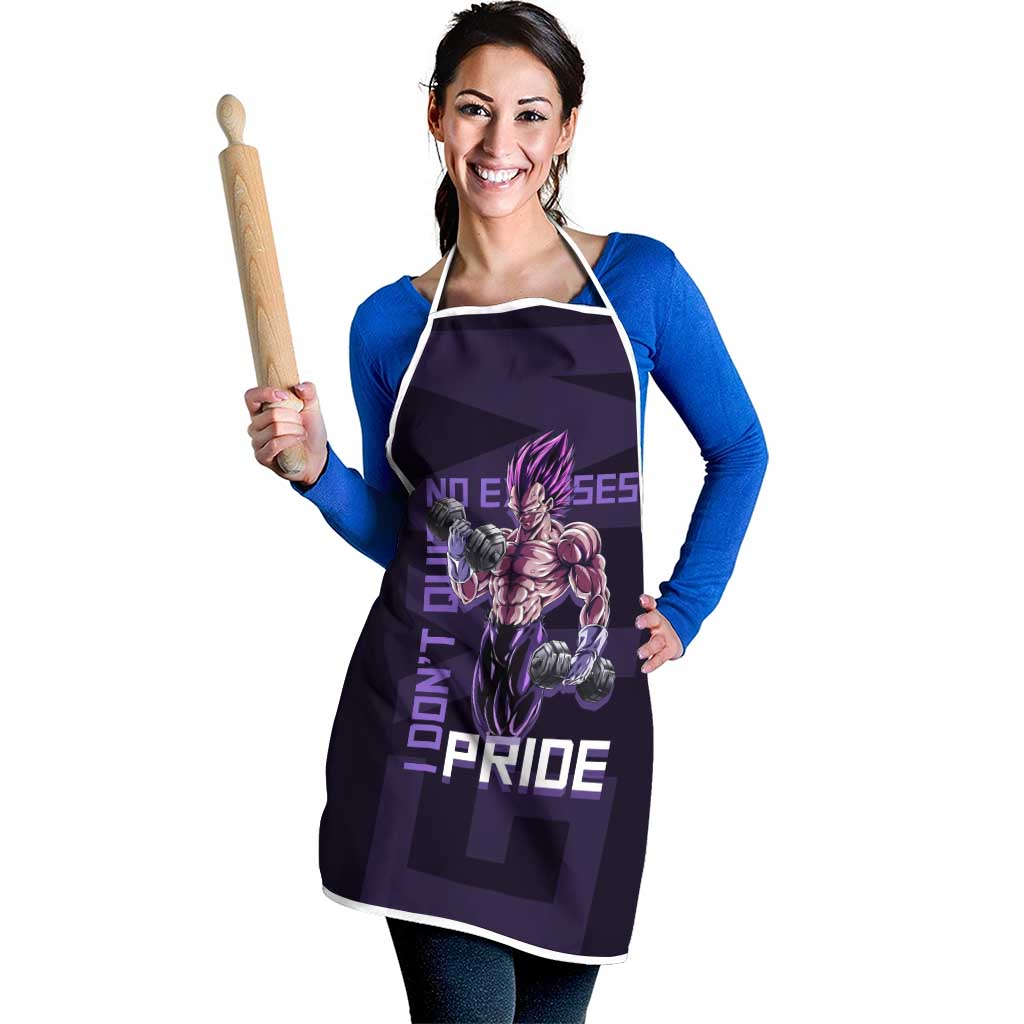 Vegeta Ultra Ego Gym Theme Apron with Dumbbells Power Quote and Pride Design - The Mazicc