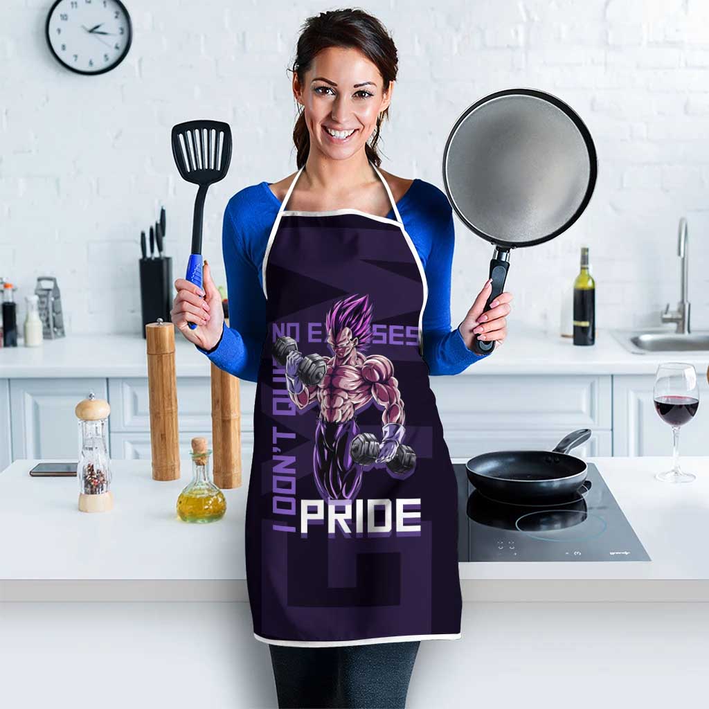 Vegeta Ultra Ego Gym Theme Apron with Dumbbells Power Quote and Pride Design - The Mazicc