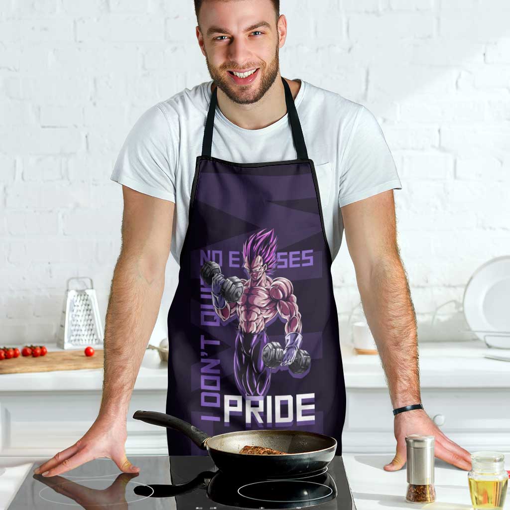 Vegeta Ultra Ego Gym Theme Apron with Dumbbells Power Quote and Pride Design - The Mazicc