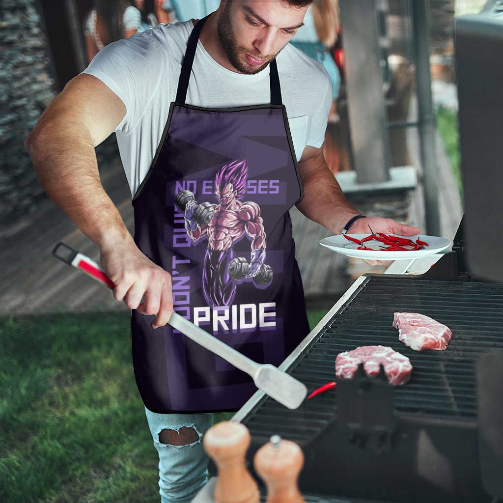 Vegeta Ultra Ego Gym Theme Apron with Dumbbells Power Quote and Pride Design - The Mazicc