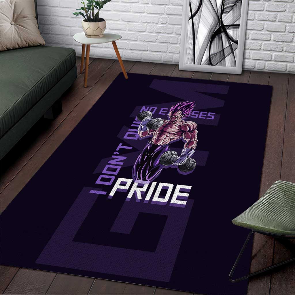 Vegeta Ultra Ego Gym Theme Area Rug with Dumbbells Power Quote and Pride Design - The Mazicc