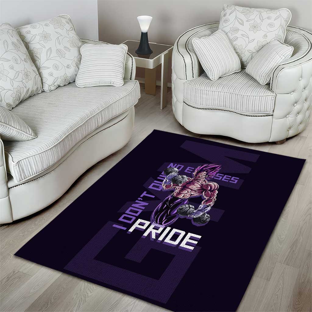 Vegeta Ultra Ego Gym Theme Area Rug with Dumbbells Power Quote and Pride Design - The Mazicc