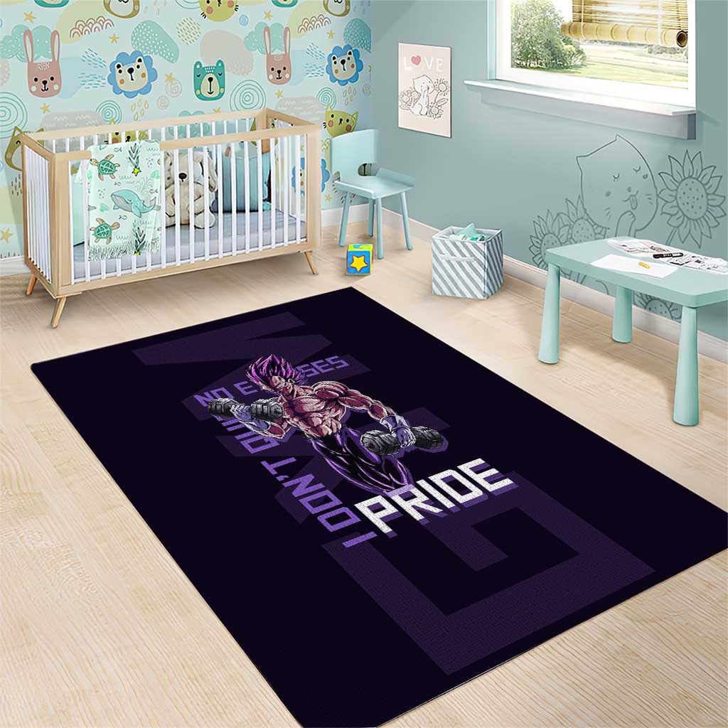 Vegeta Ultra Ego Gym Theme Area Rug with Dumbbells Power Quote and Pride Design - The Mazicc
