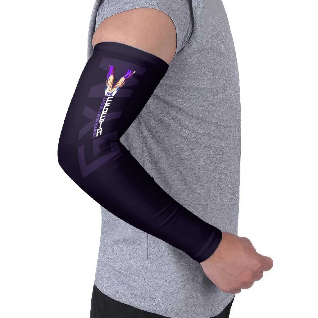 Vegeta Ultra Ego Gym Theme Arm Sleeves with Dumbbells Power Quote and Pride Design - The Mazicc