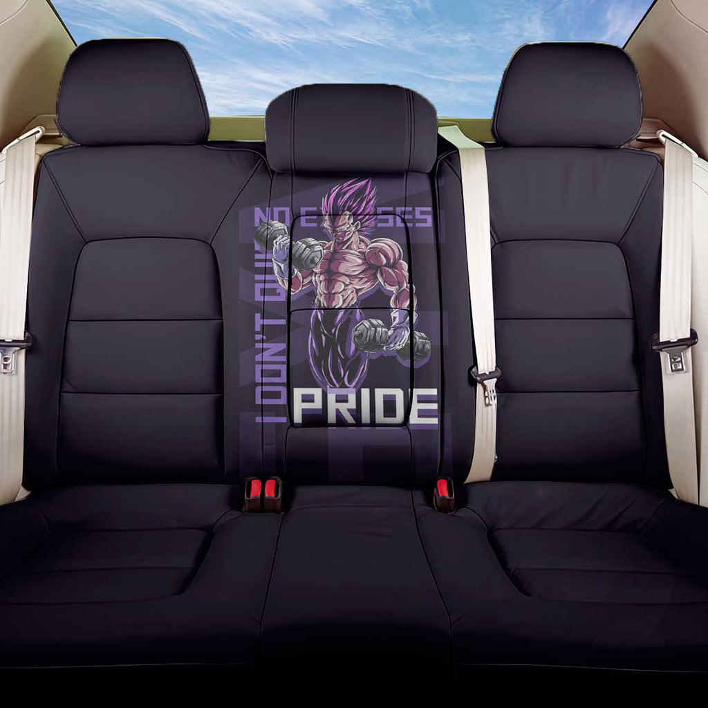 Vegeta Ultra Ego Gym Theme Back Car Seat Cover with Dumbbells Power Quote and Pride Design - The Mazicc