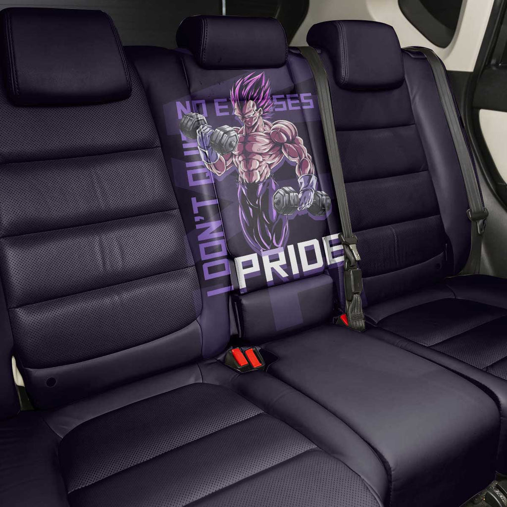Vegeta Ultra Ego Gym Theme Back Car Seat Cover with Dumbbells Power Quote and Pride Design - The Mazicc