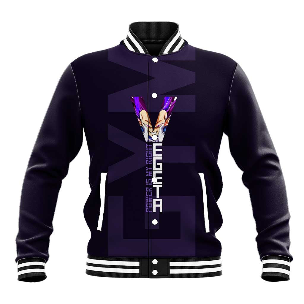Vegeta Ultra Ego Gym Theme Baseball Jacket with Dumbbells Power Quote and Pride Design - The Mazicc
