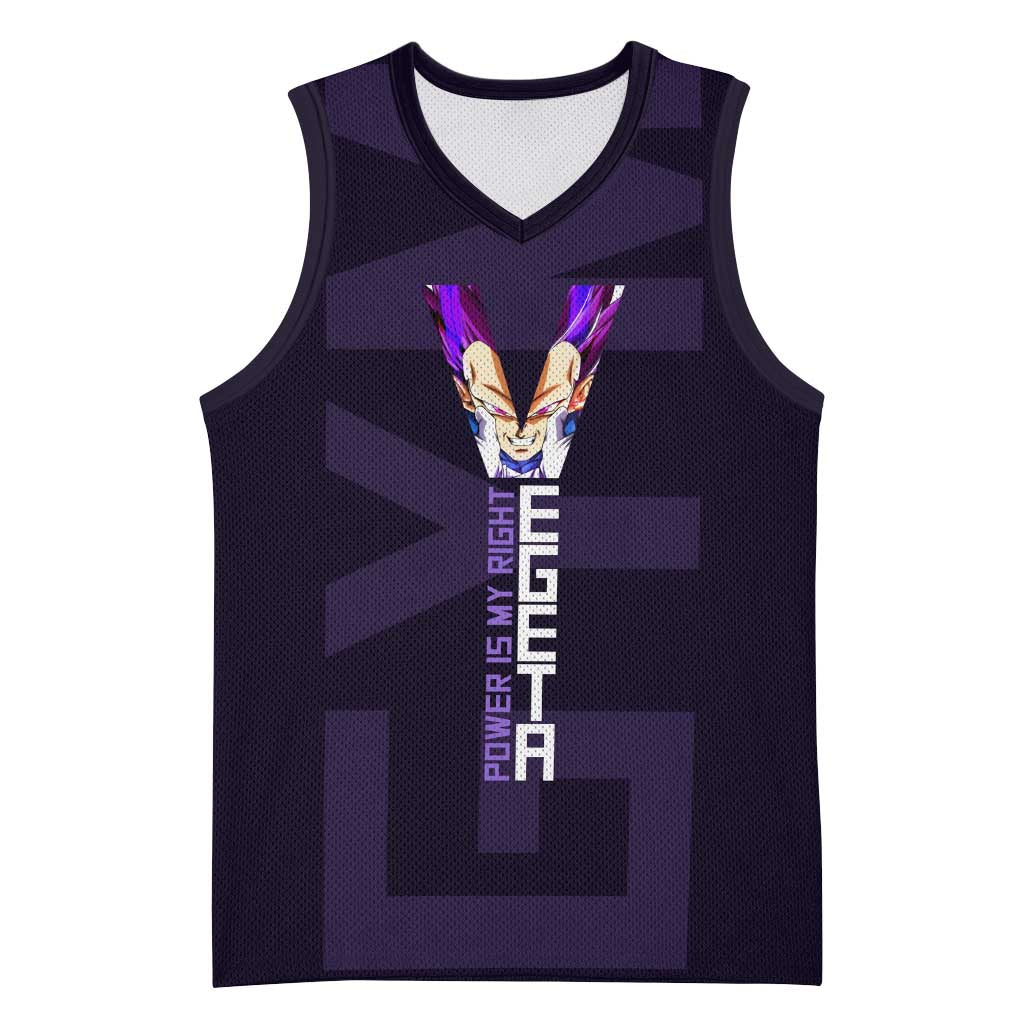 Vegeta Ultra Ego Gym Theme Basketball Jersey with Dumbbells Power Quote and Pride Design - The Mazicc