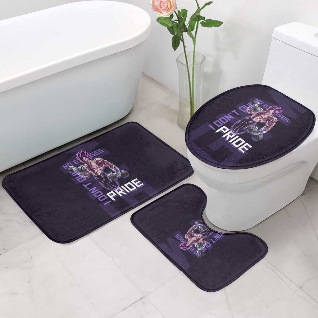 Vegeta Ultra Ego Gym Theme Bathroom Set with Dumbbells Power Quote and Pride Design - The Mazicc